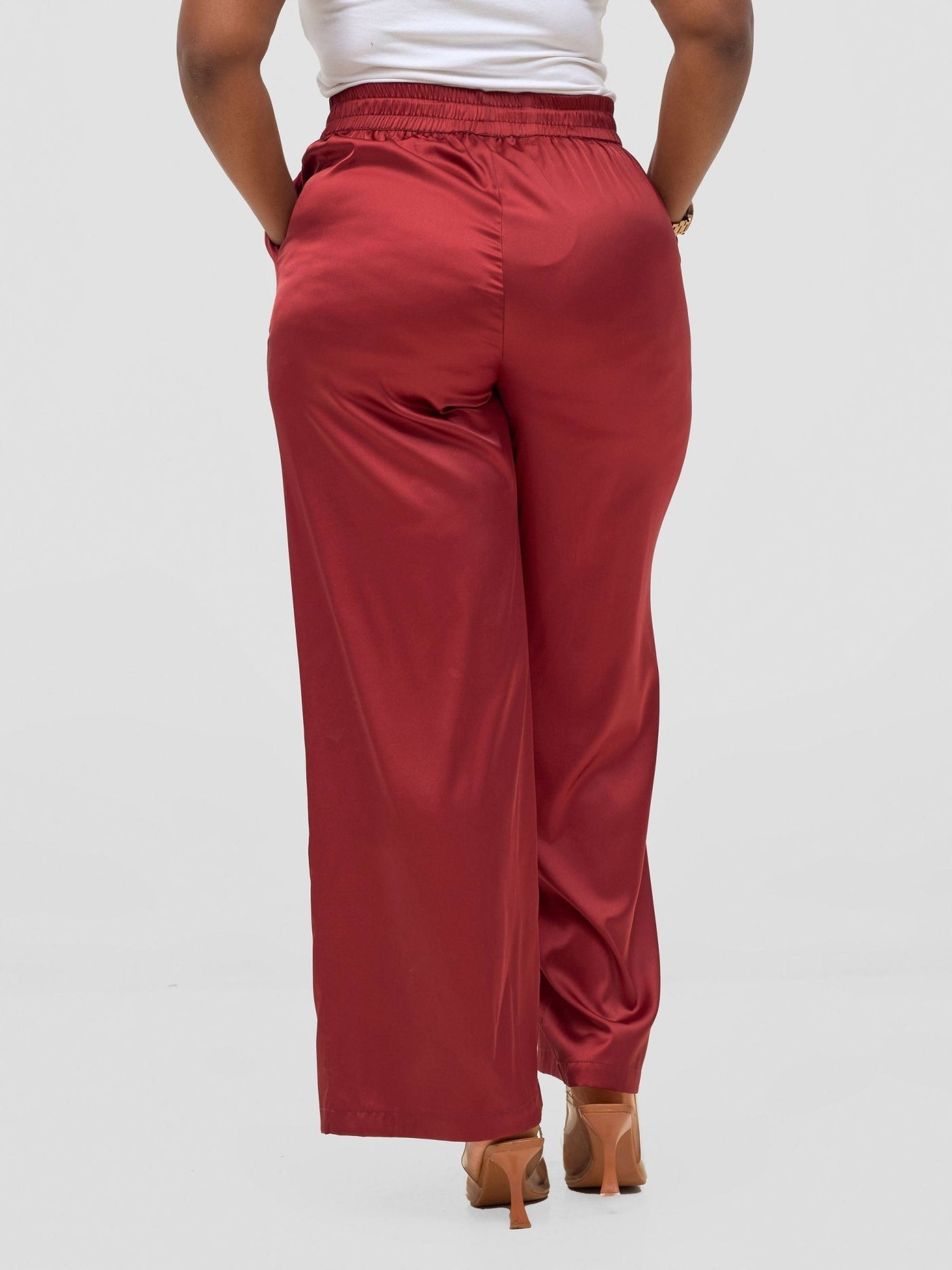 Vivo Ayah Satin Pants - Dark Red - Shopzetu
