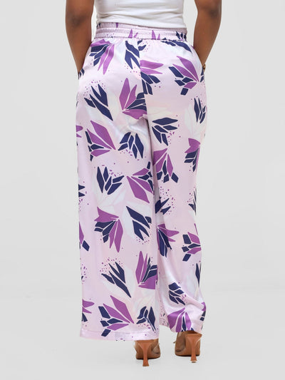 Vivo Ayah Satin Pants - Lilac / Navy Tullu Print - Shopzetu