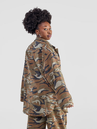 Zoya Yuni Oversized Shirt - Brown - Shopzetu