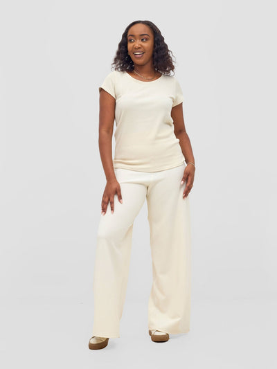 Vivo Chela Basic Cap Sleeve Top - Buttermilk - Shopzetu