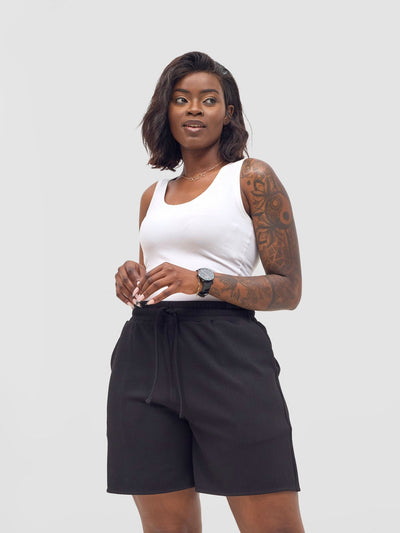 Vivo Chela Drawstring Shorts - Black - Shopzetu