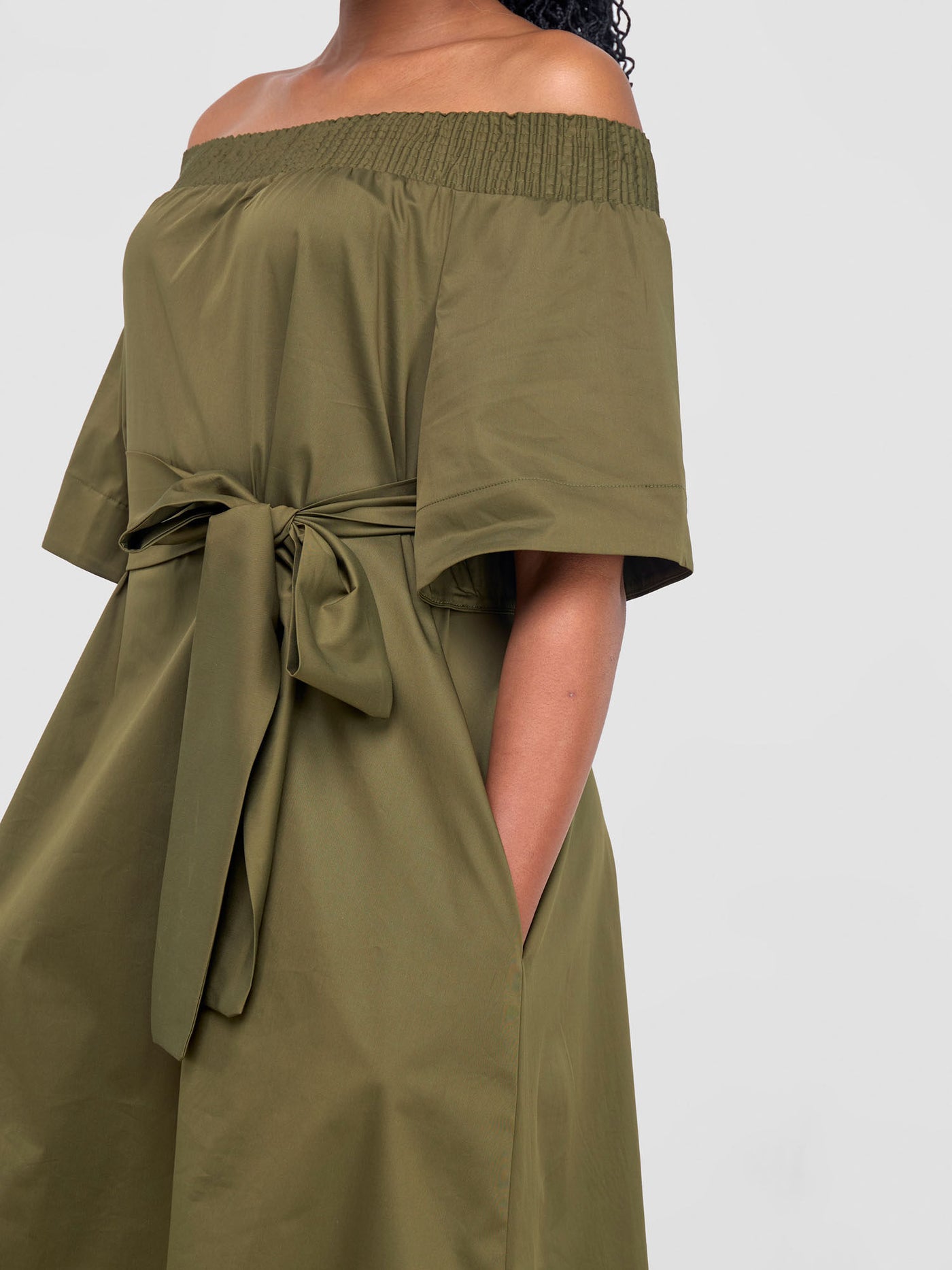 Safari by Vivo Zene Off Shoulder Dress - Hunters