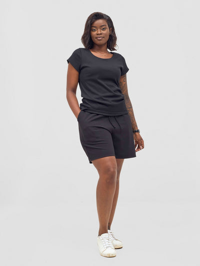 Vivo Chela Drawstring Shorts - Black - Shopzetu