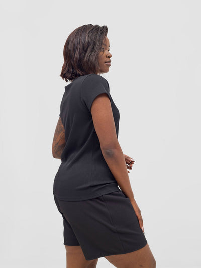 Vivo Chela Drawstring Shorts - Black - Shopzetu