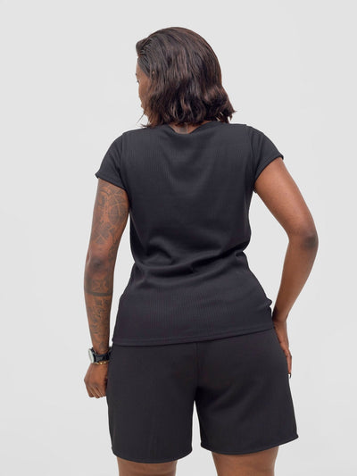 Vivo Chela Drawstring Shorts - Black - Shopzetu