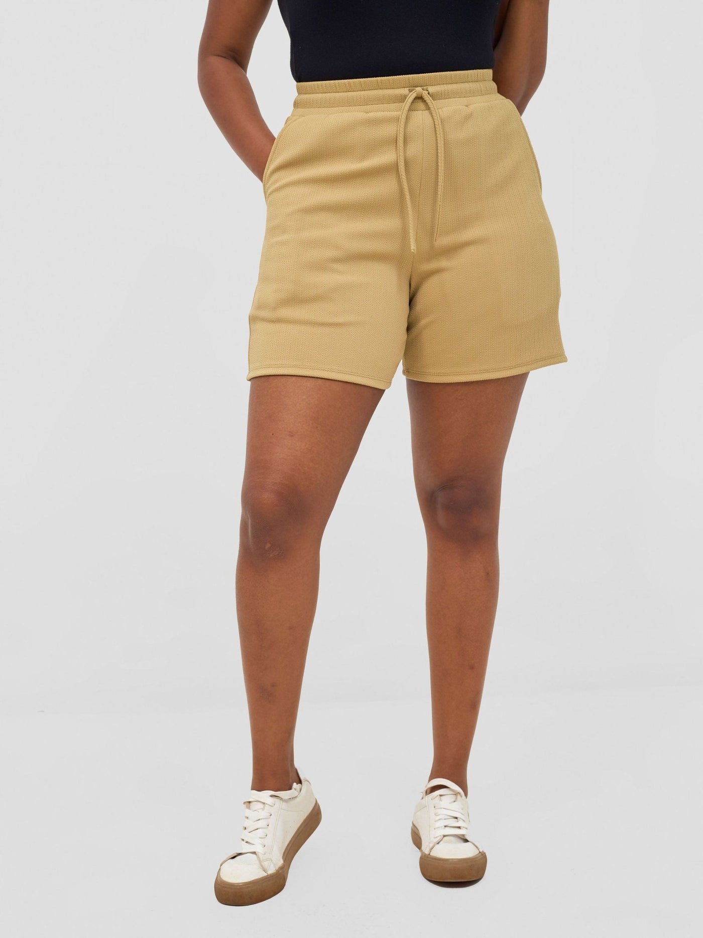 Vivo Chela Drawstring Shorts - Light Taupe - Shopzetu