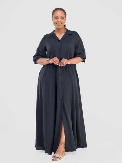 Vivo Hadiya Flounce Sleeve Maxi - Black