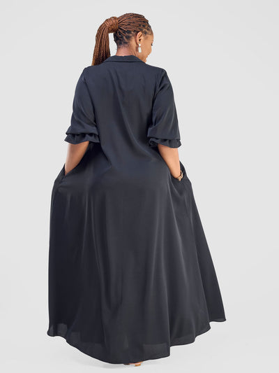 Vivo Hadiya Flounce Sleeve Maxi - Black