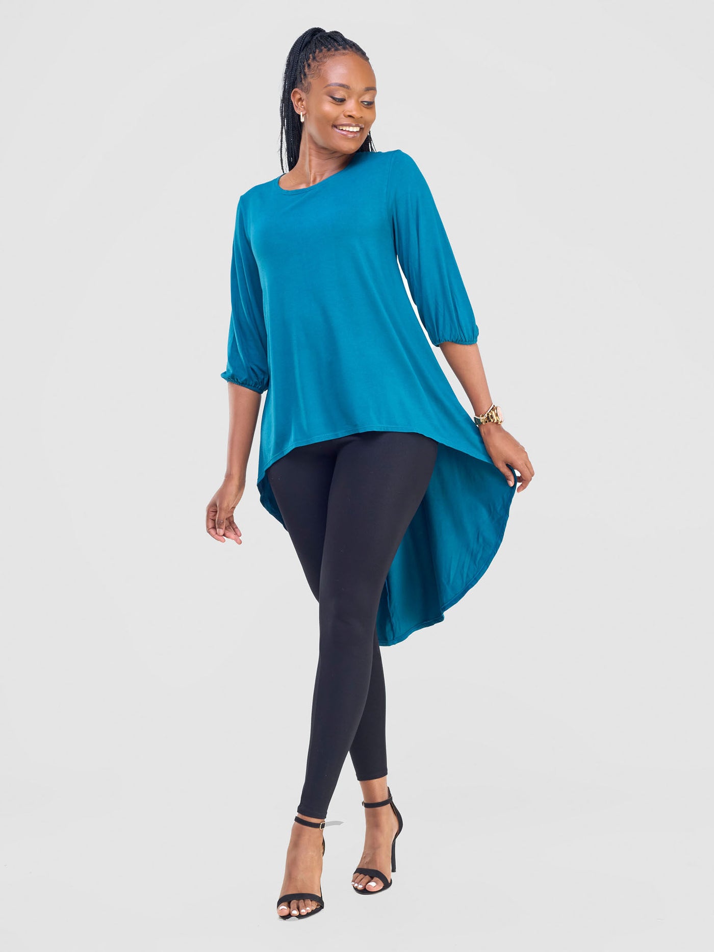 Vivo Basic Nalia High Low Jersey Top - Teal