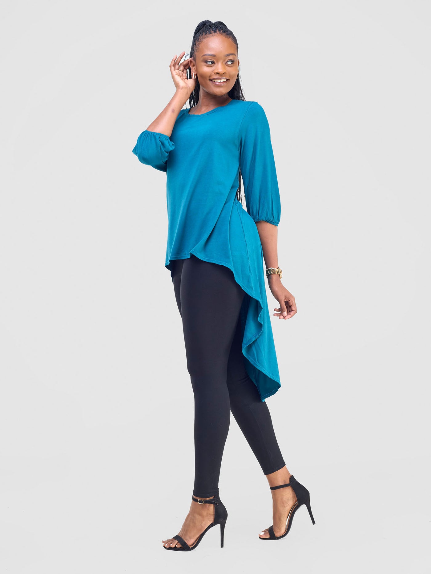 Vivo Basic Nalia High Low Jersey Top - Teal