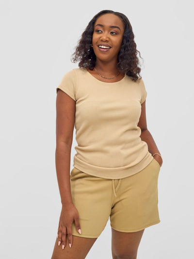 Vivo Chela Drawstring Shorts - Light Taupe - Shopzetu