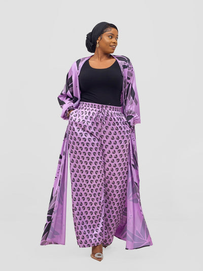 Vivo Ayah Satin Pants - Lilac / Black Ullu Print - Shopzetu