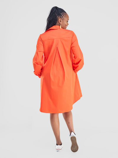 Safari by Vivo Kaya Long Sleeve Shirt Dress - Orange