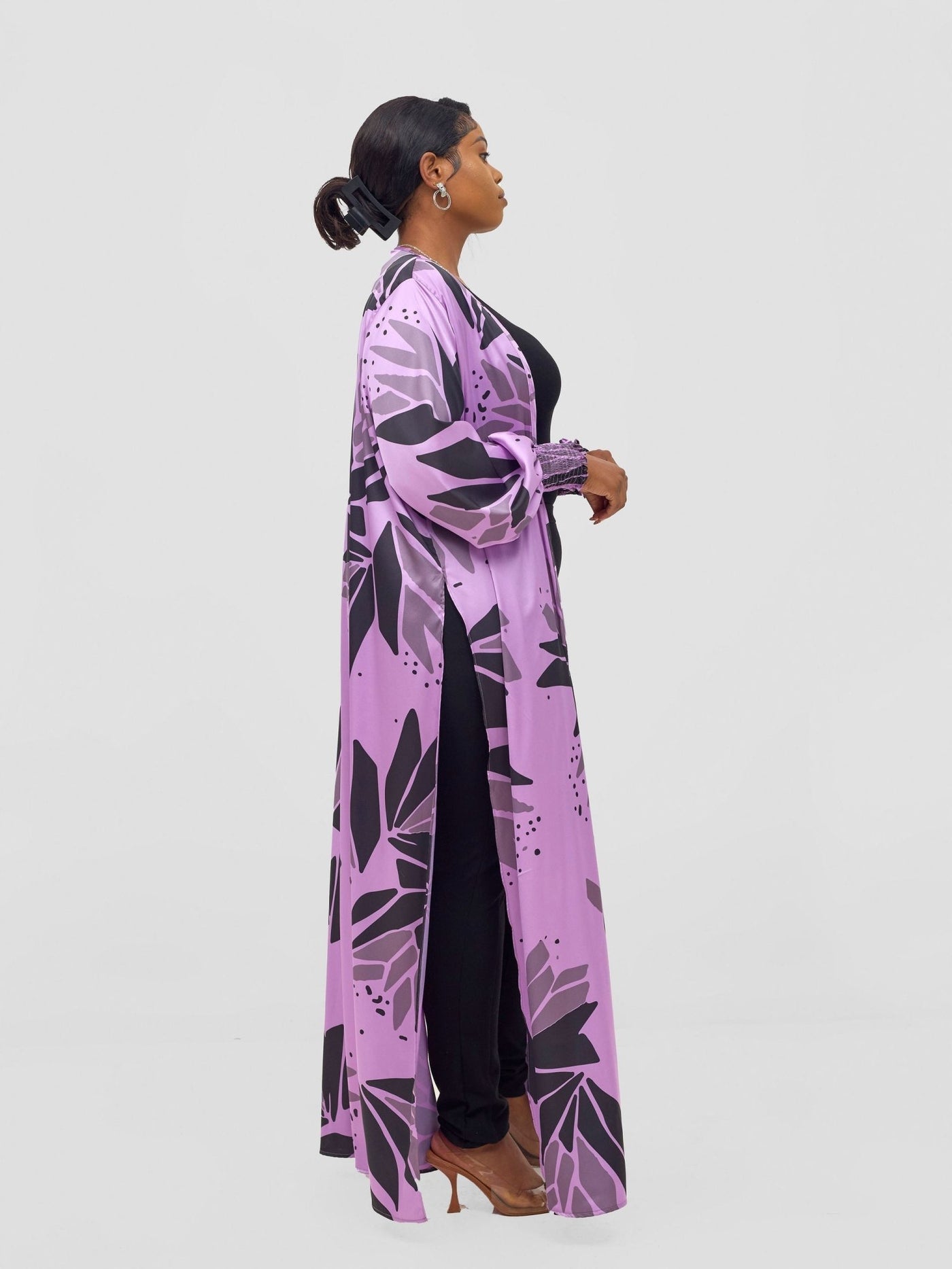 Vivo Ayah Kimono - Lilac / Black Tullu Print - Shopzetu