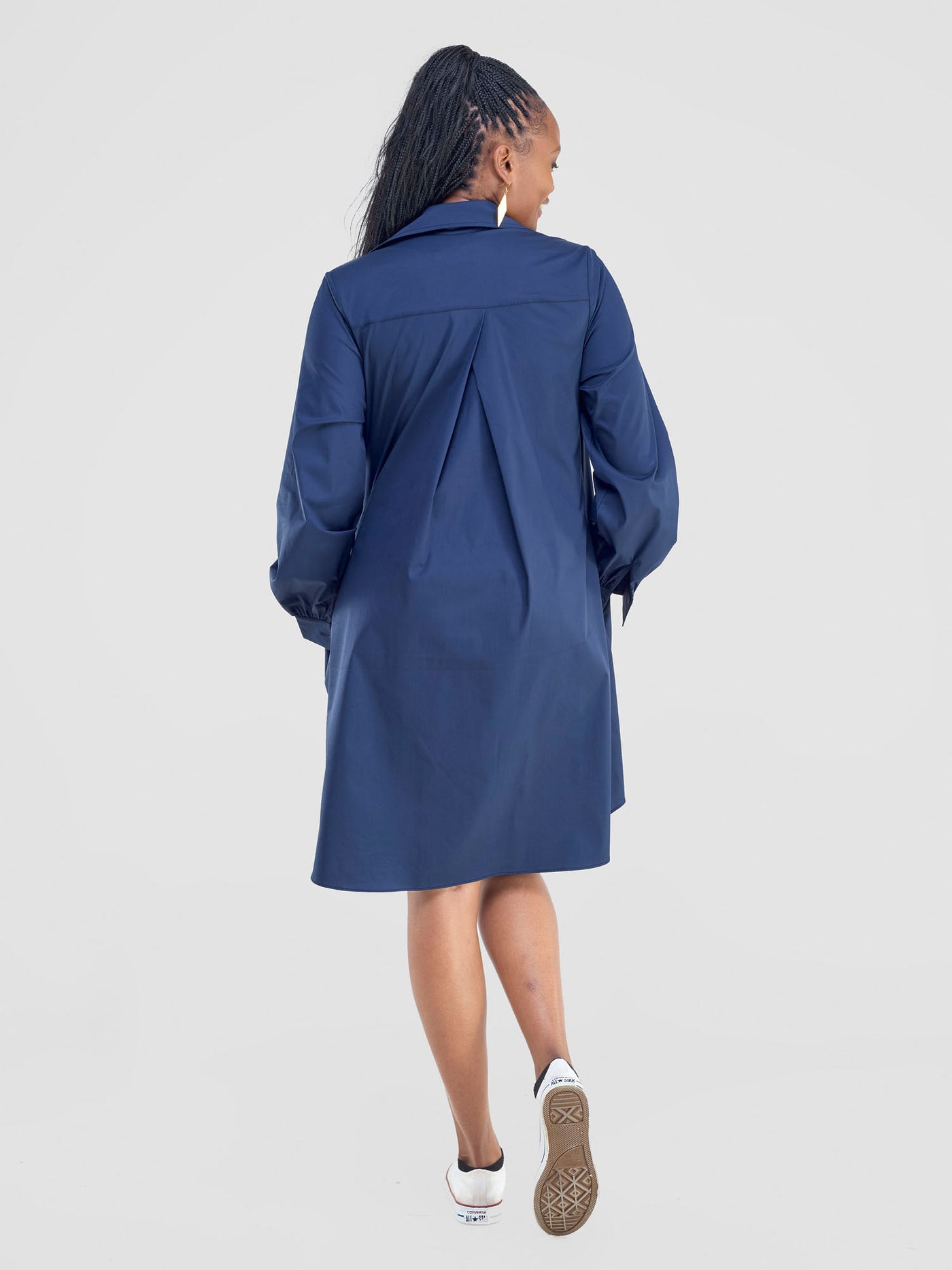 Safari by Vivo Kaya Long Sleeve Shirt Dress - Navy