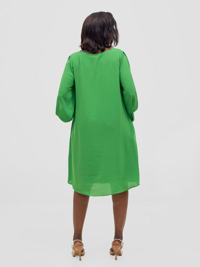 Vivo Lamu Knee Length Chiffon Dress - Lime - Shopzetu