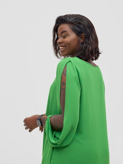 Vivo Lamu Knee Length Chiffon Dress - Lime - Shopzetu