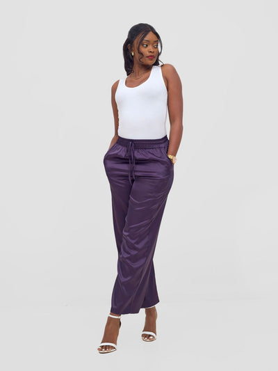 Vivo Ayah Satin Pants - Dark Purple - Shopzetu
