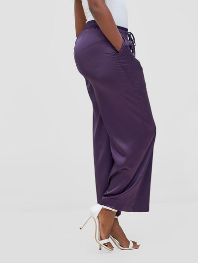 Vivo Ayah Satin Pants - Dark Purple - Shopzetu