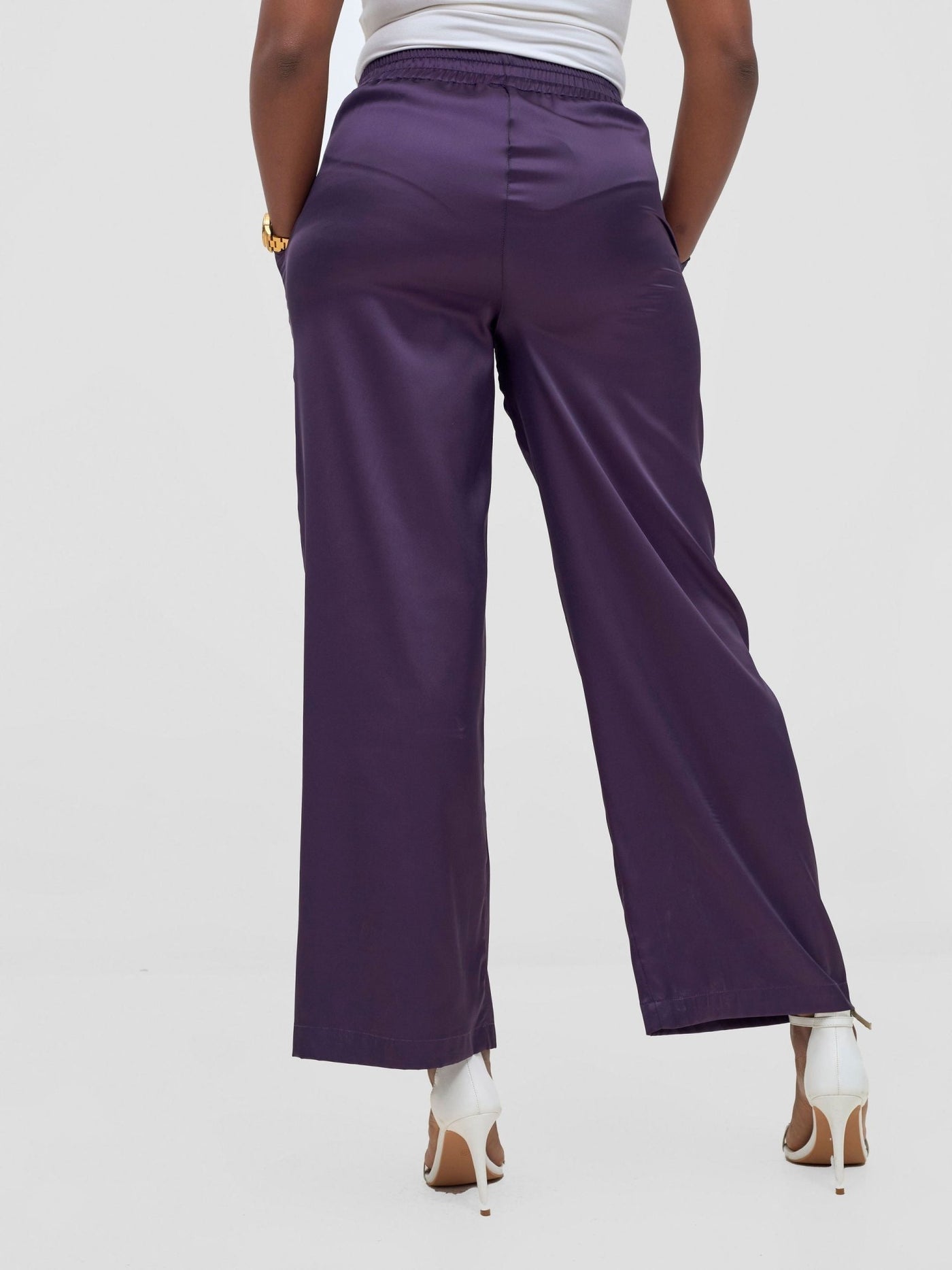 Vivo Ayah Satin Pants - Dark Purple - Shopzetu