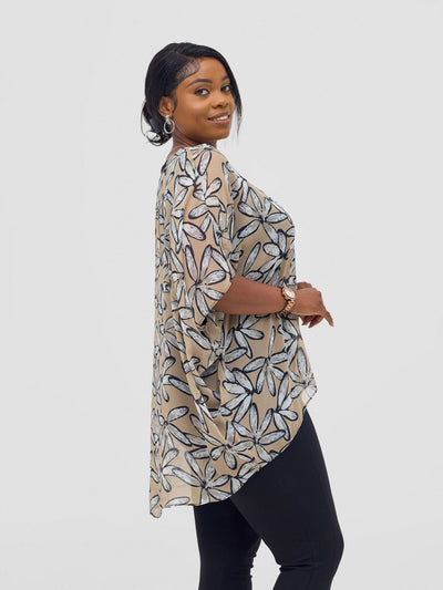 Vivo Ayana Wide High Low Top - Beige/White - Shopzetu