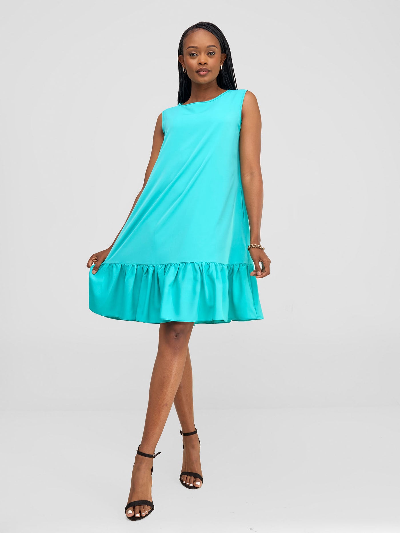 Vivo Dalia Sleeveless Gathered Tent Dress - Sea Green