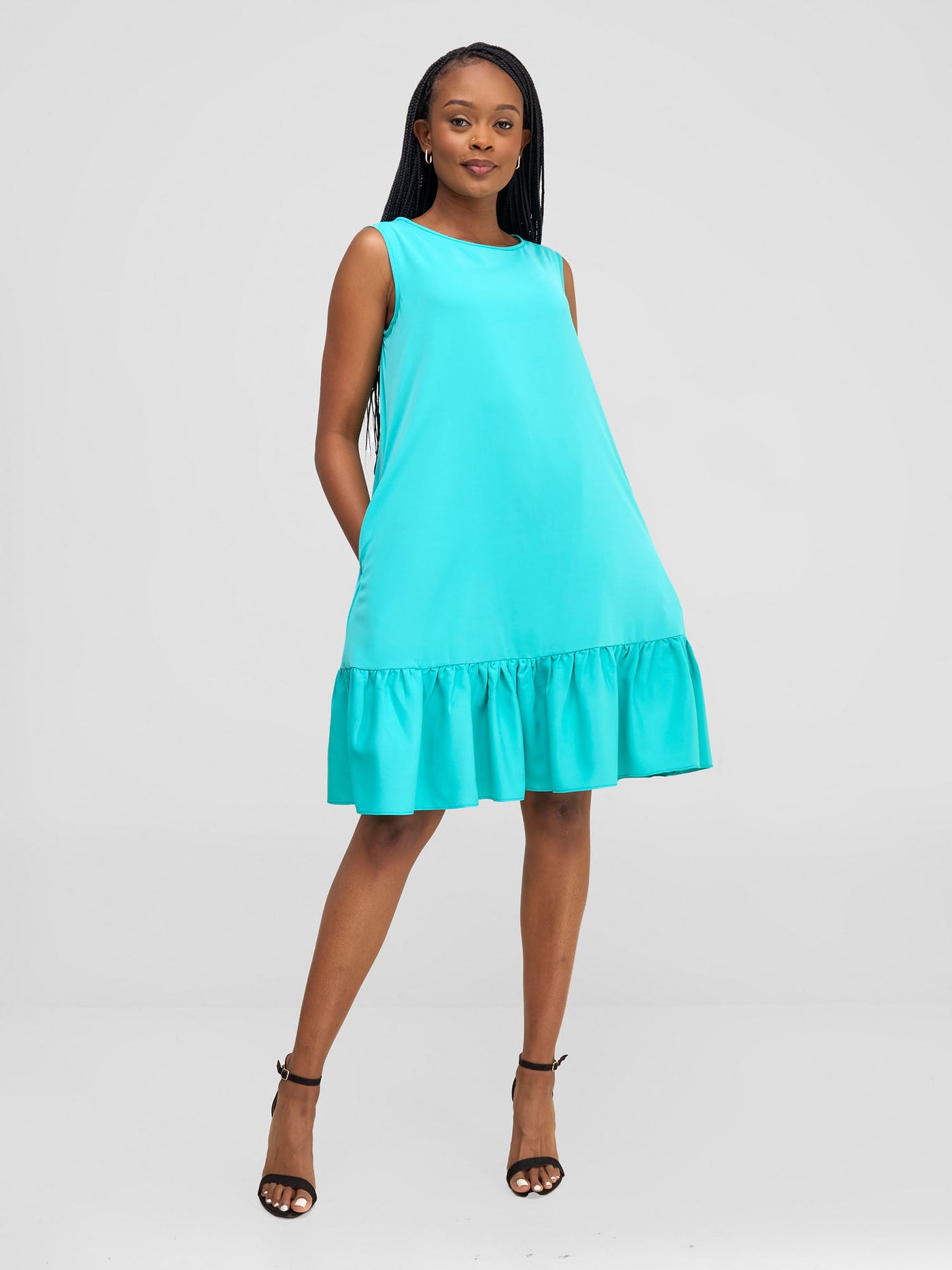 Vivo Dalia Sleeveless Gathered Tent Dress - Sea Green