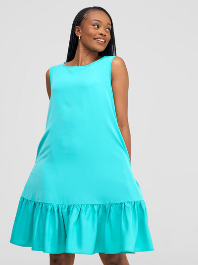 Vivo Dalia Sleeveless Gathered Tent Dress - Sea Green