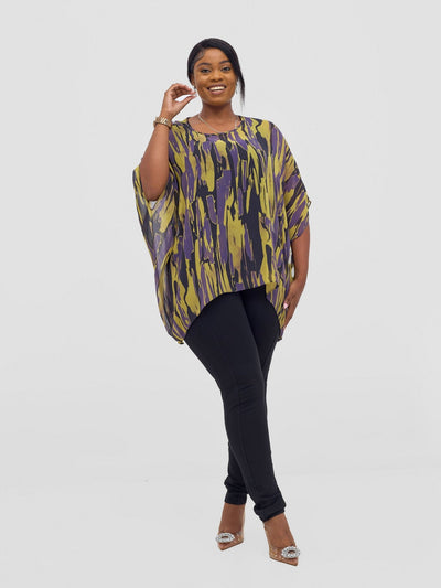 Vivo Ayana Wide High Low Top - Mustard / Purple - Shopzetu