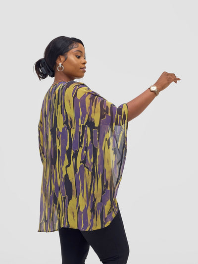 Vivo Ayana Wide High Low Top - Mustard / Purple - Shopzetu