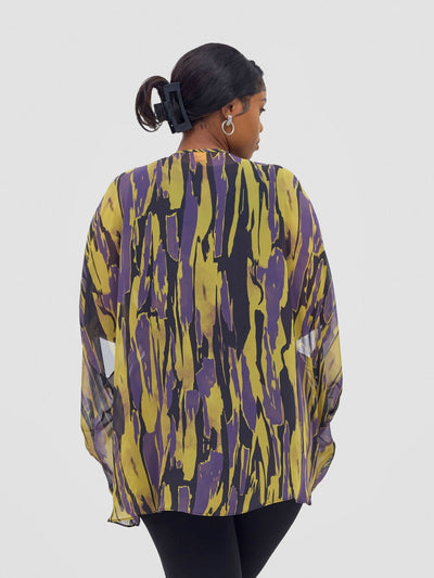 Vivo Ayana Wide High Low Top - Mustard / Purple - Shopzetu