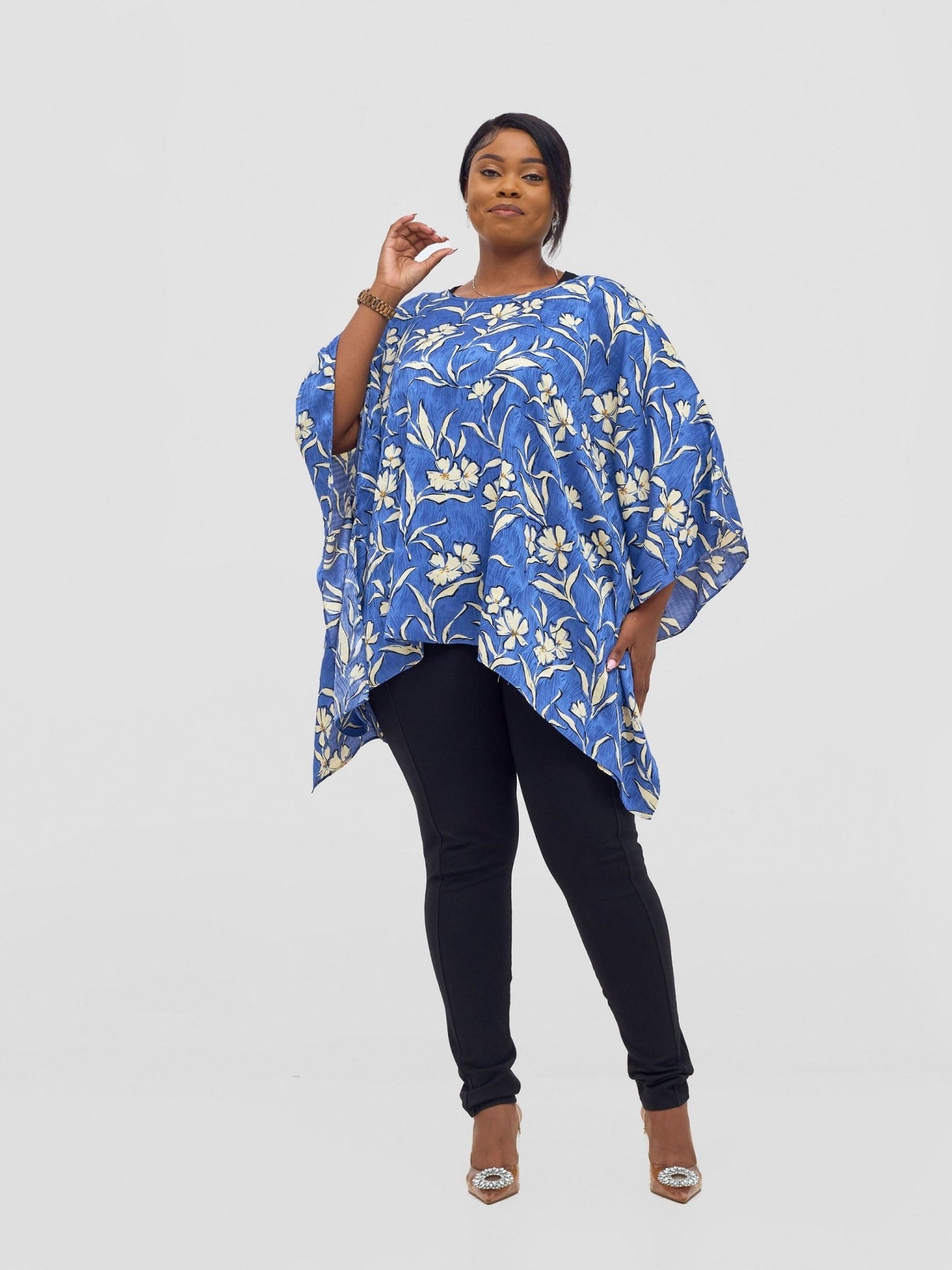 Vivo Ayana Wide Top - Blue / Off - White Hua Print - Shopzetu