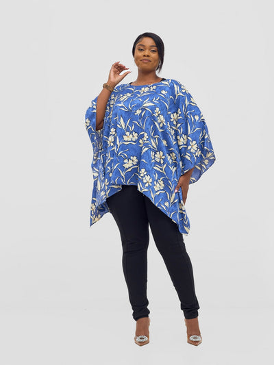 Vivo Ayana Wide Top - Blue / Off - White Hua Print - Shopzetu