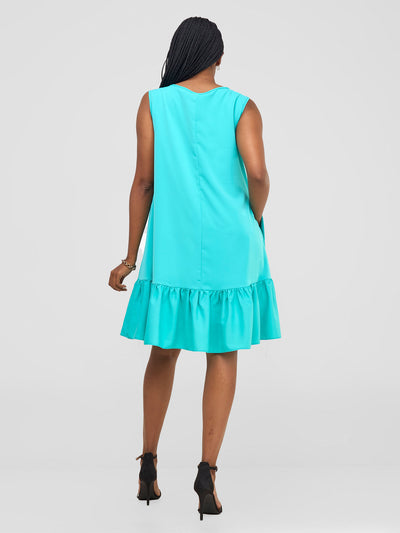 Vivo Dalia Sleeveless Gathered Tent Dress - Sea Green