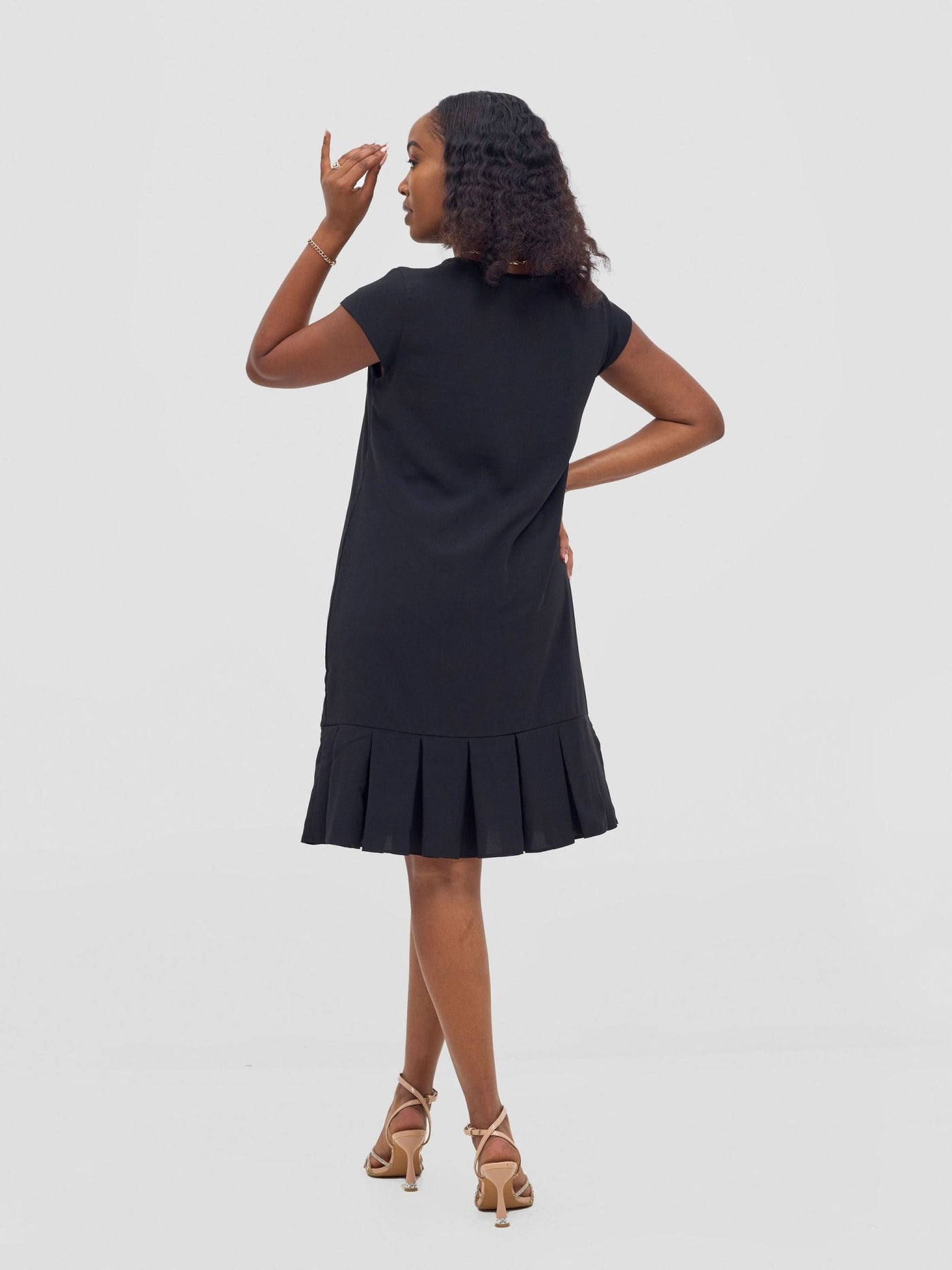 Vivo Zawadi Inverted Pleat Dress - Black - Shopzetu