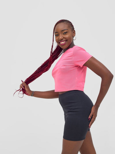 Zoya Vasha Short Sleeve Mesh Top - Neon Pink - Shopzetu