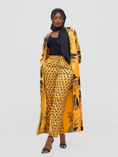 Vivo Ayah Satin Pants - Mustard / Black Ullu Print - Shopzetu