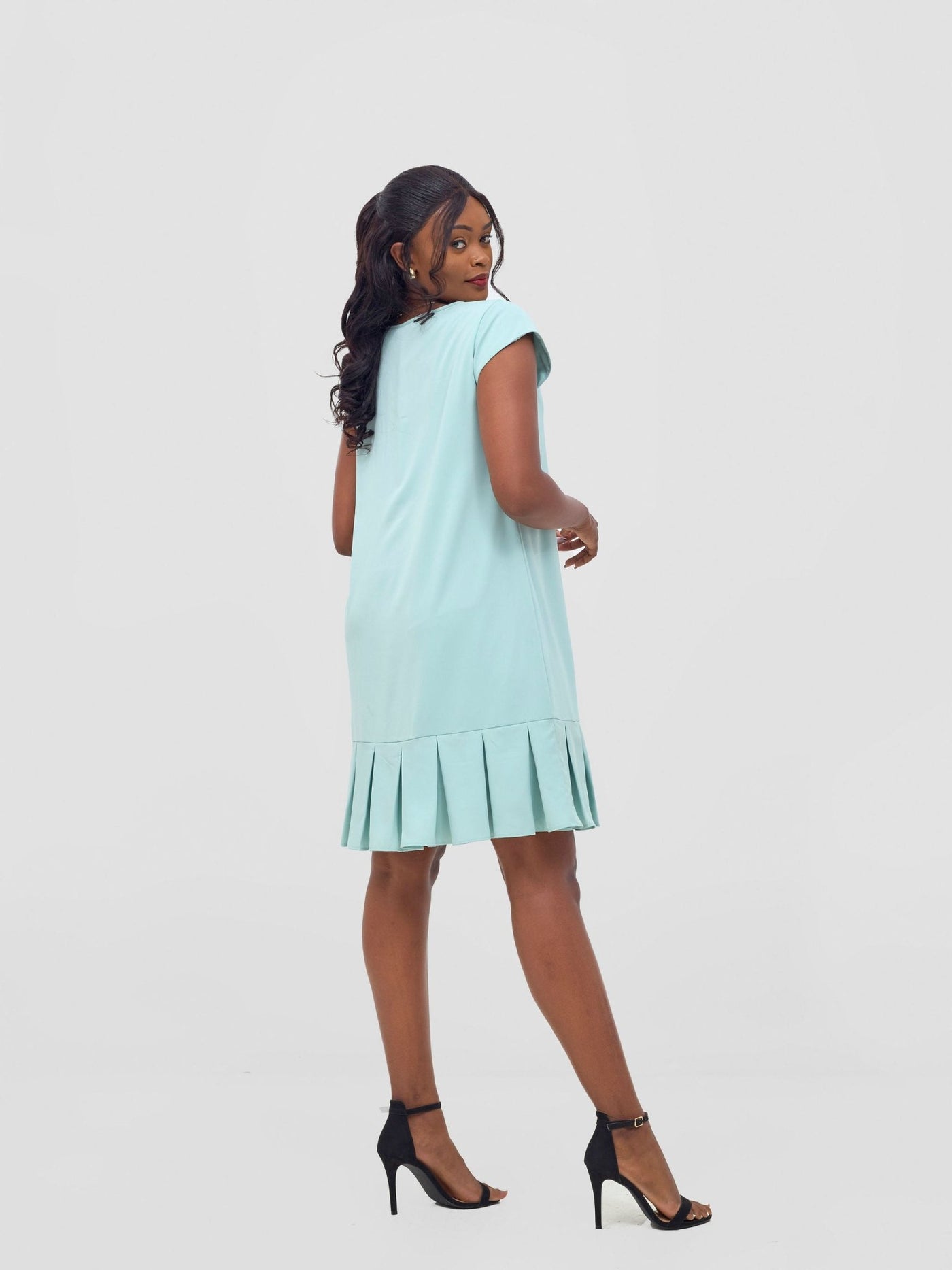 Vivo Zawadi Inverted Pleat Dress - Sea Green - Shopzetu