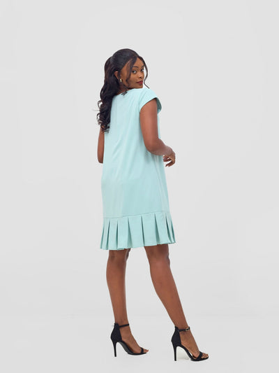 Vivo Zawadi Inverted Pleat Dress - Sea Green - Shopzetu