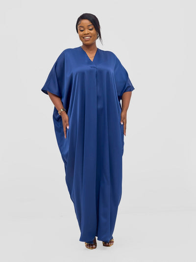 Vivo Sarabi Panelled V - Neck Kaftan - Navy Blue - Shopzetu
