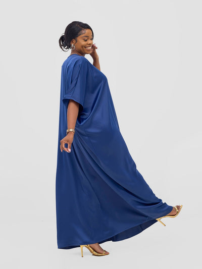 Vivo Sarabi Panelled V - Neck Kaftan - Navy Blue - Shopzetu