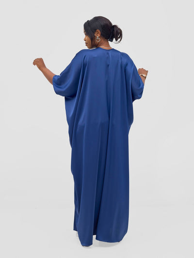 Vivo Sarabi Panelled V - Neck Kaftan - Navy Blue - Shopzetu