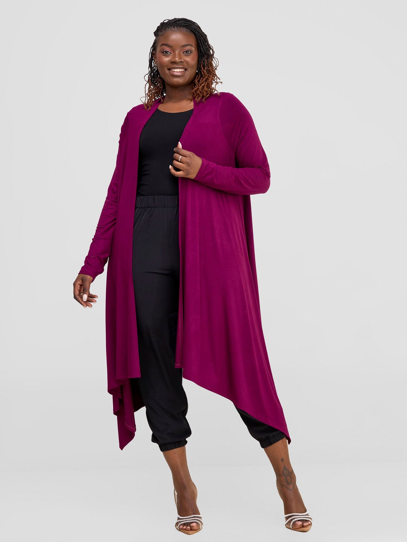 Vivo Basic Long Sleeve Cascade Waterfall - Burgundy