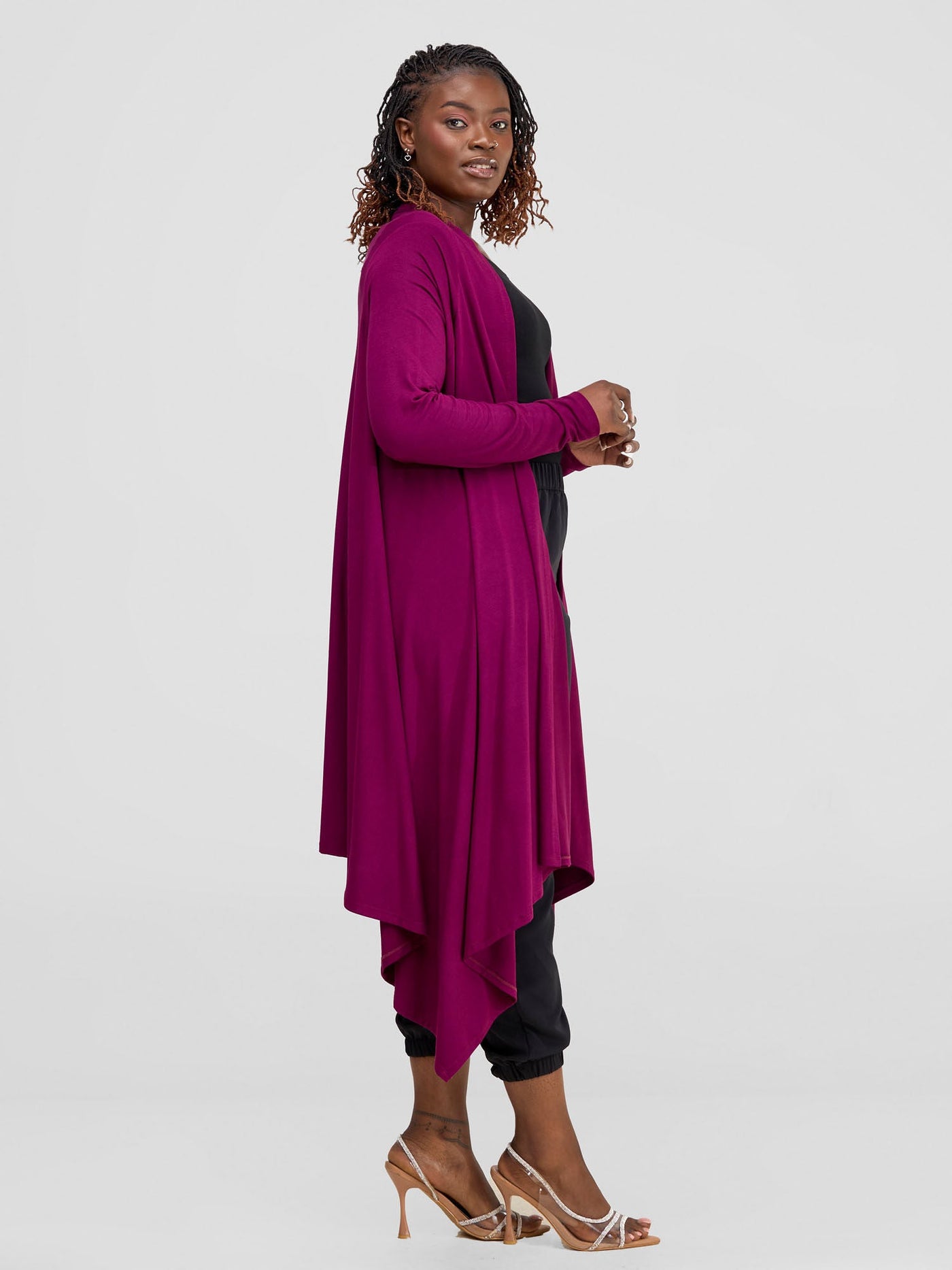 Vivo Basic Long Sleeve Cascade Waterfall - Burgundy