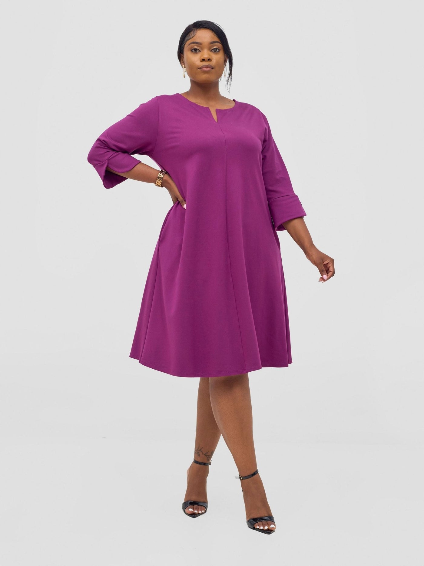 Vivo Zawadi Keyhole Dress - Light Purple - Shopzetu