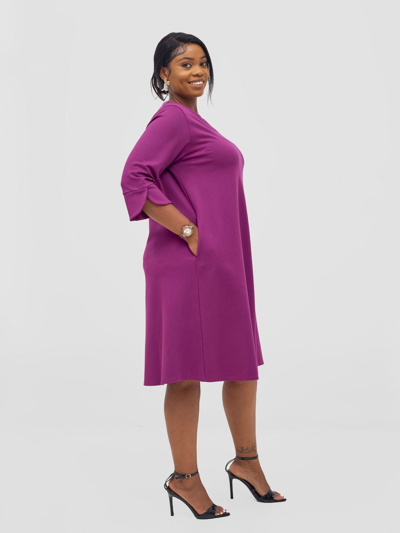 Vivo Zawadi Keyhole Dress - Light Purple - Shopzetu