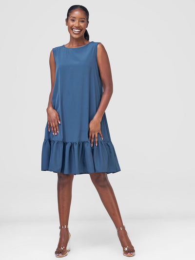 Vivo Dalia Sleeveless Gathered Tent Dress - Provincal Blue