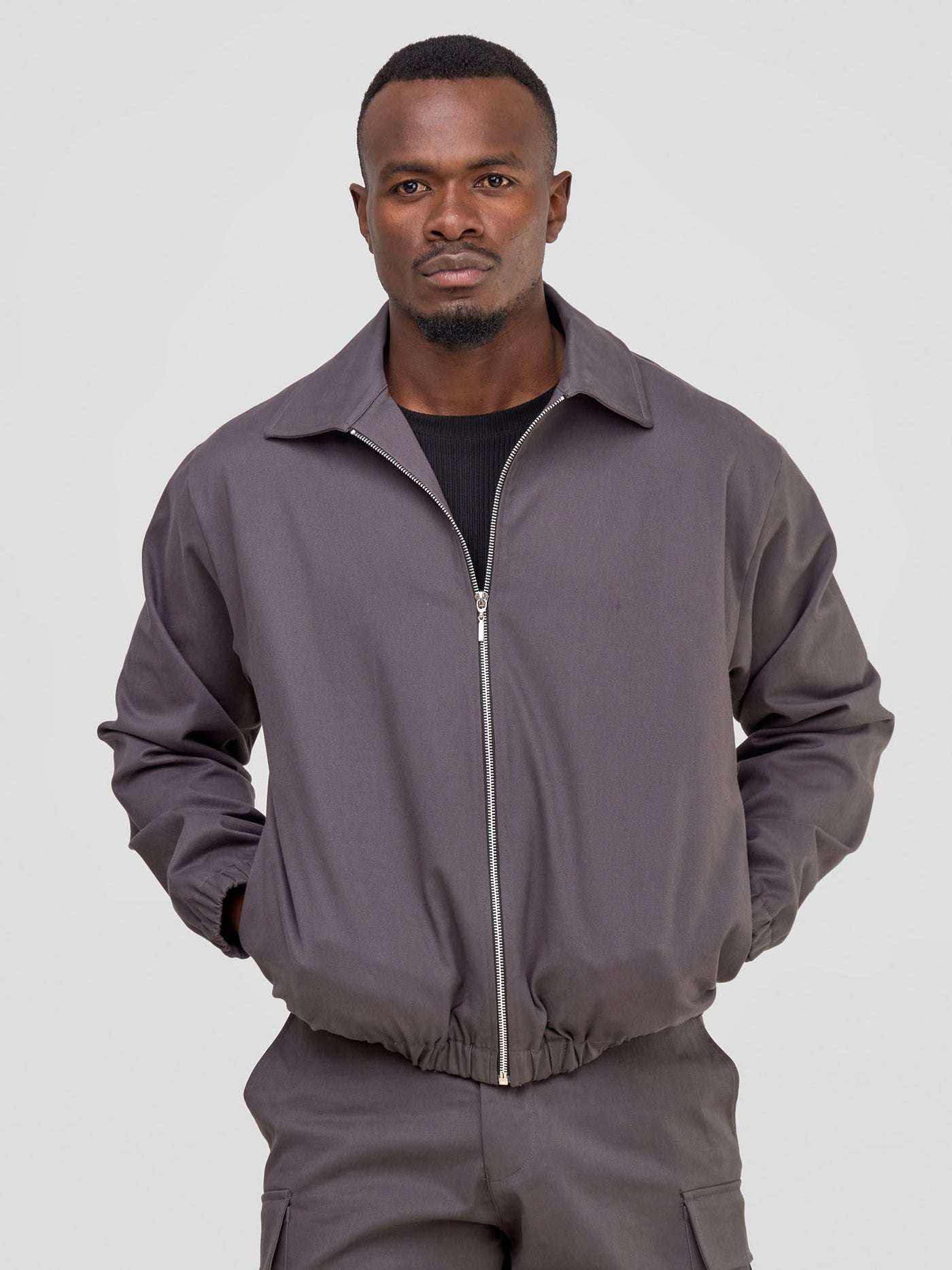 Safari by Vivo Men's Bomber Jacket - Dark Grey