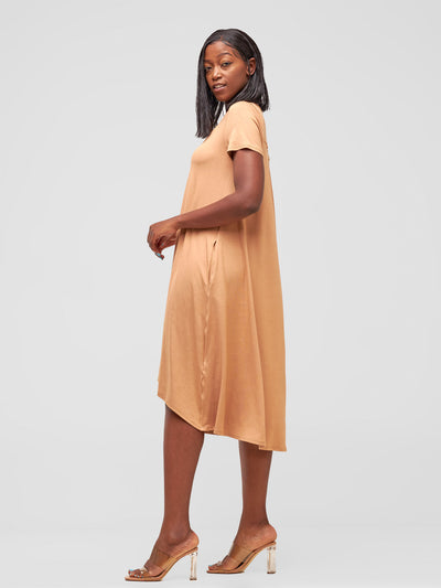 Vivo Safiya Back Pleat Dress - Tan