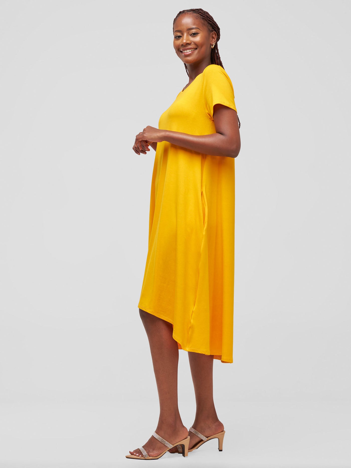 Vivo Safiya Back Pleat Dress - Safron